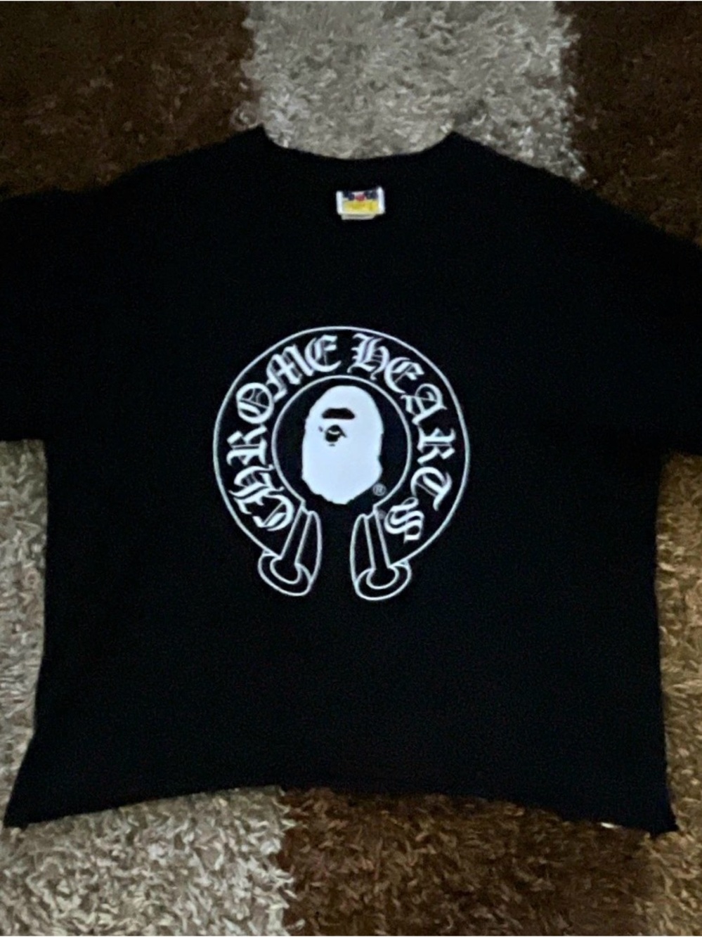 Chrome Hearts Black Kids Short Sleeve Tee with White Logo